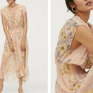 H&M Floral High Low Dress in Peach and Yellow